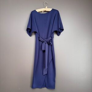 YOINS Navy Midi Dress with Belt